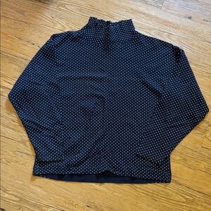 Susan Bristol Navy and White Polka Dot Mock Neck